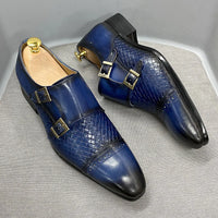 DANIEL WAFER – Chaussures Homme Monk Strap en Cuir Véritable