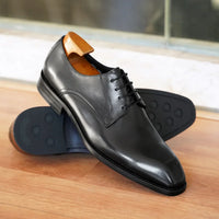 Italian Men's Dress Shoes - Luxury Genuine Leather Handmade Square Toe Lace Up Business & Evening Shoes