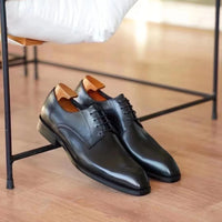 Italian Men's Dress Shoes - Luxury Genuine Leather Handmade Square Toe Lace Up Business & Evening Shoes