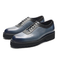 Chaussures Oxford Homme Élégantes en Cuir Véritable – Talon Réhaussant, Bout Rond, Style Bureau et Casual