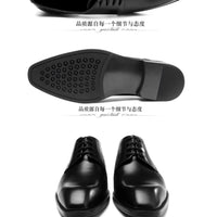 Italian Men's Dress Shoes - Luxury Genuine Leather Handmade Square Toe Lace Up Business & Evening Shoes