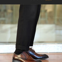 Italian Men's Dress Shoes - Luxury Genuine Leather Handmade Square Toe Lace Up Business & Evening Shoes