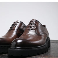 Men's Spring & Autumn Shoes - Genuine Leather Oxford Shoes with Thick Sole, Business & Casual Elegance
