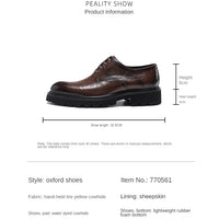 Men's Spring & Autumn Shoes - Genuine Leather Oxford Shoes with Thick Sole, Business & Casual Elegance