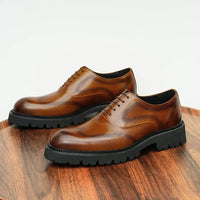 "Oxford Classico – Chaussures Homme en Cuir Véritable 4 cm Élégance Britannique"