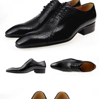 YOUYAZHUBU Men's Genuine Leather Oxford Shoes - Elegant and Breathable for Office, Wedding and Formal Occasions