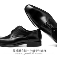Italian Men's Dress Shoes - Luxury Genuine Leather Handmade Square Toe Lace Up Business & Evening Shoes