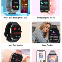 LAXASFIT 1.73” Smartwatch – Unisex Smartwatch with Customizable Dials, Health Tracking, Bluetooth, Calls & Notifications, Android & iOS Compatible