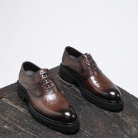 Men's Spring & Autumn Shoes - Genuine Leather Oxford Shoes with Thick Sole, Business & Casual Elegance