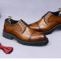 XXCZDOU, Chaussures Homme Rétro 2025 – Cuir Véritable de Luxe, Handmade, Style Britannique Élégant, Plateforme Confortable – Idéal Mariage & Soirée