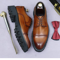 XXCZDOU, Chaussures Homme Rétro 2025 – Cuir Véritable de Luxe, Handmade, Style Britannique Élégant, Plateforme Confortable – Idéal Mariage & Soirée