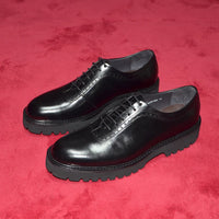 Chaussures Oxford Homme Élégantes en Cuir Véritable – Talon Réhaussant, Bout Rond, Style Bureau et Casual