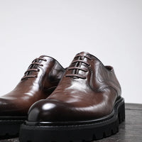 Men's Spring & Autumn Shoes - Genuine Leather Oxford Shoes with Thick Sole, Business & Casual Elegance
