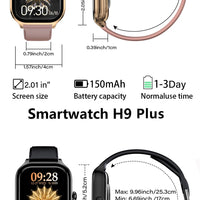 LAXASFIT™ 2.01'' – Smartwatch Connected Health & Sport | IPS HD Screen | Bluetooth 5.2 | Calls & Voice Assistant, Men/Women