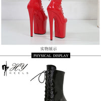 Women's Summer Boots - Short Heel, Perforated and Peep Toe Style