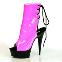 Women's summer shoes - 15 cm heel, open toe, laces and colorful design