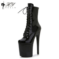 Women's Summer Boots - Short Heel, Perforated and Peep Toe Style
