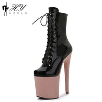 Women's Summer Boots - Short Heel, Perforated and Peep Toe Style