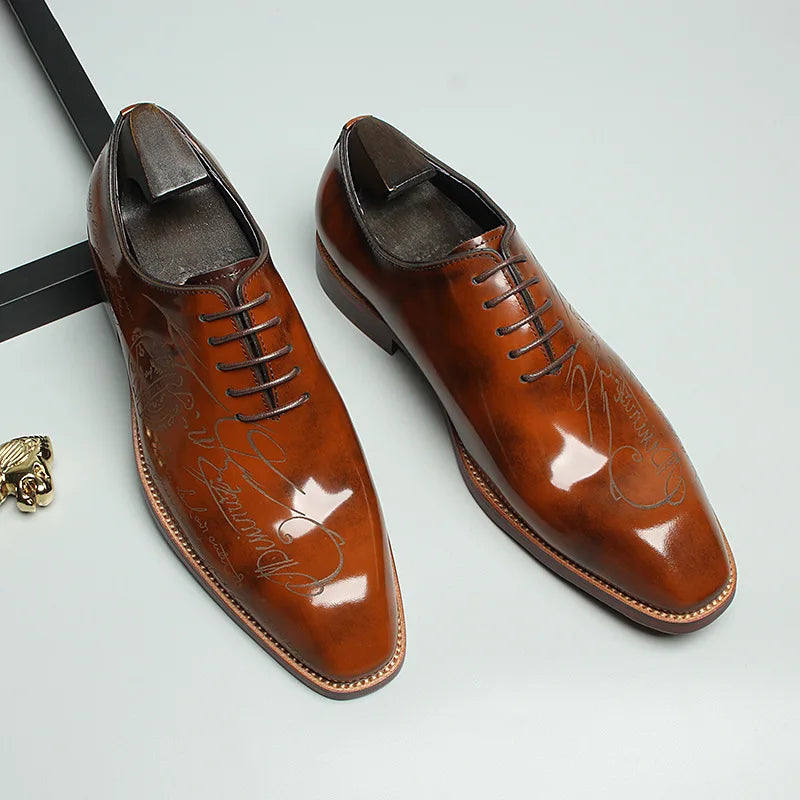 Fonleader Oxford – Chaussures Homme en Cuir Véritable Gravé