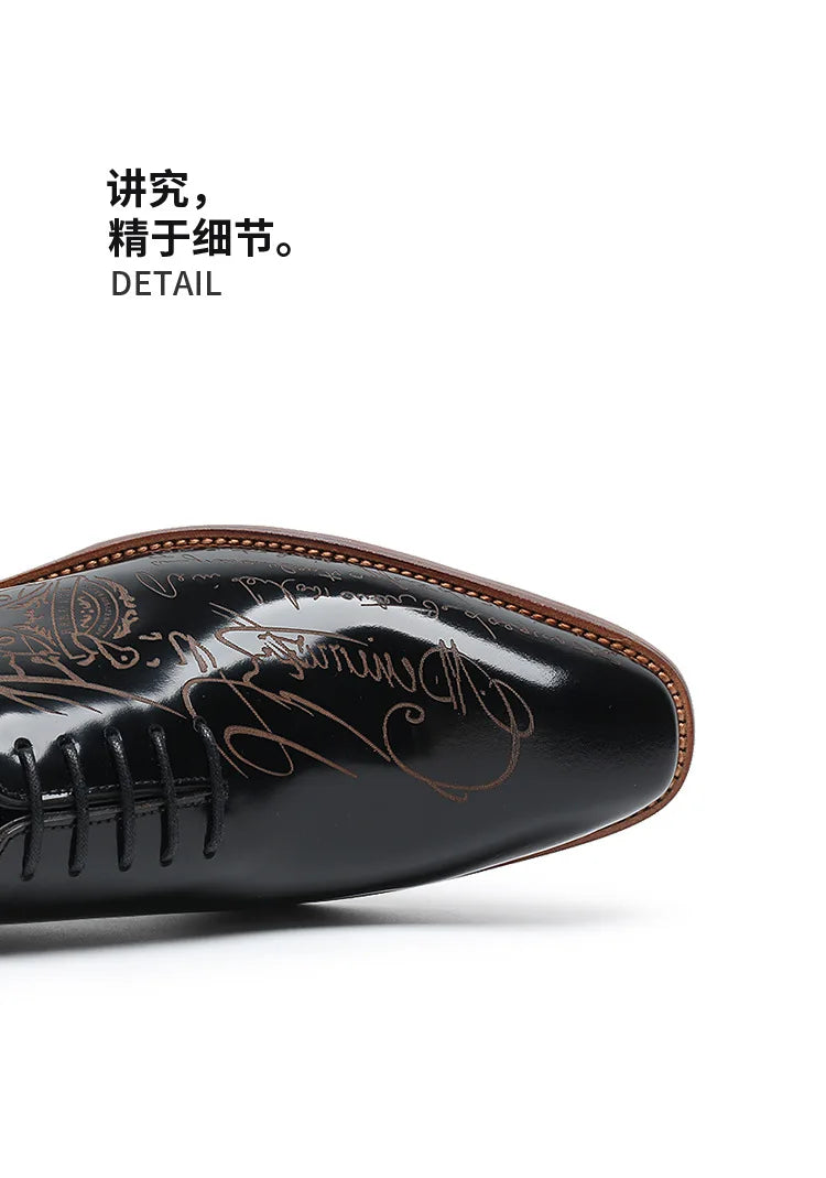 Fonleader Oxford – Chaussures Homme en Cuir Véritable Gravé
