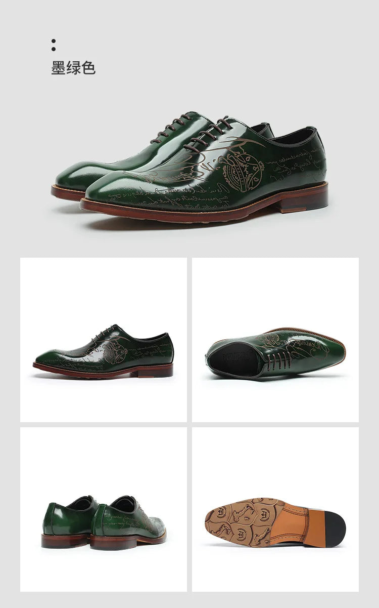 Fonleader Oxford – Chaussures Homme en Cuir Véritable Gravé