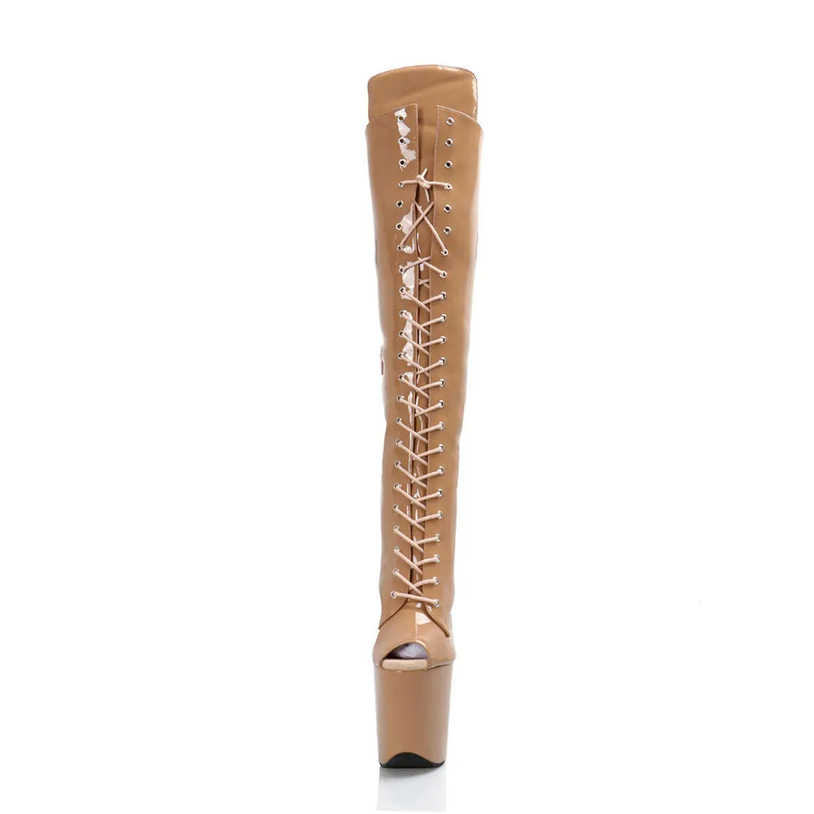 Sexy High Heel Club Boots - Peep Toe Pole Dance Style 8