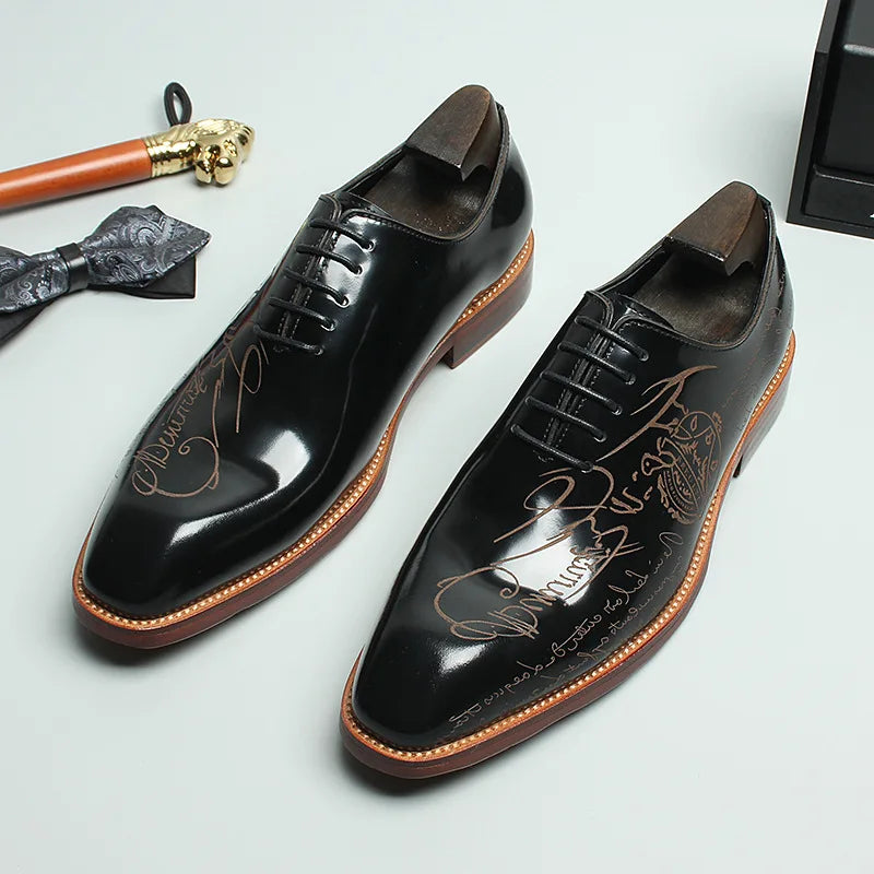 Fonleader Oxford – Chaussures Homme en Cuir Véritable Gravé