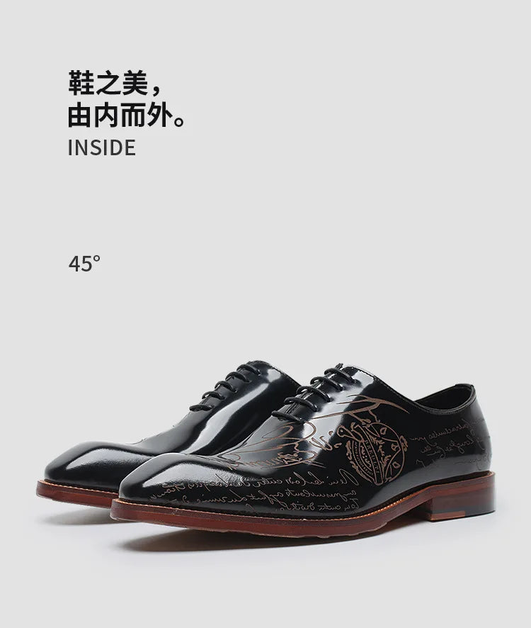 Fonleader Oxford – Chaussures Homme en Cuir Véritable Gravé