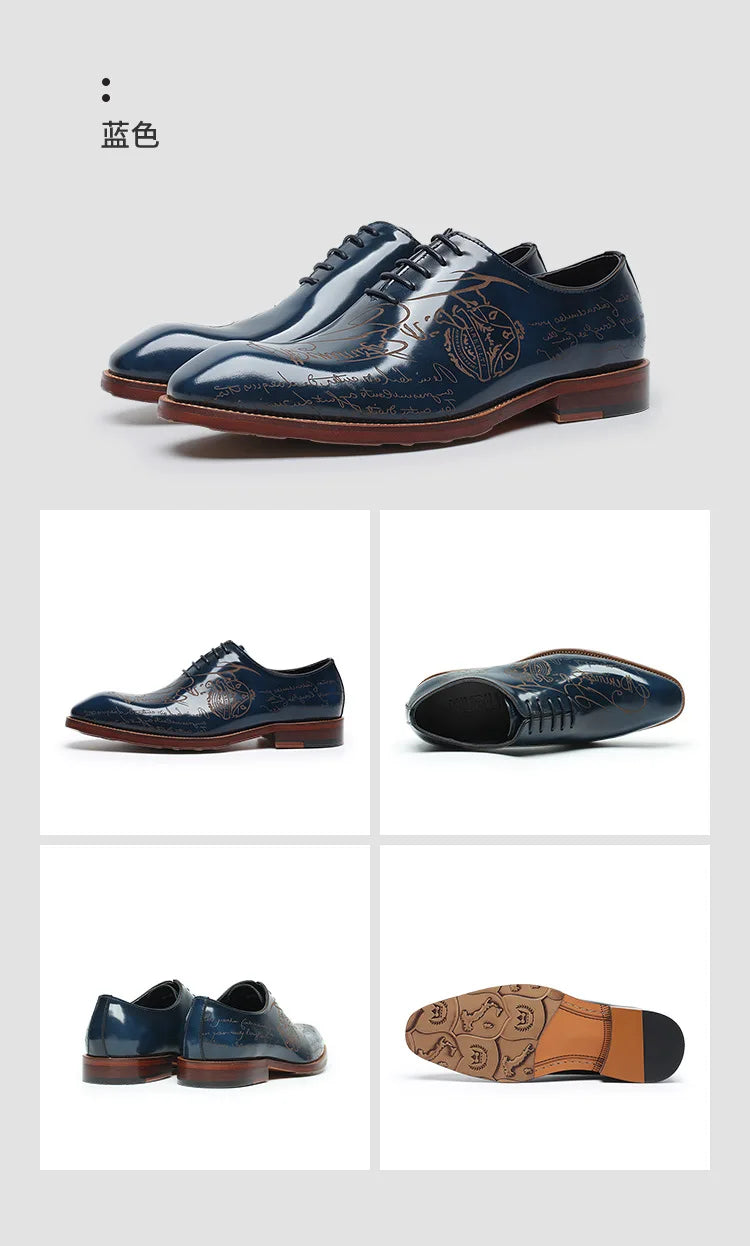 Fonleader Oxford – Chaussures Homme en Cuir Véritable Gravé