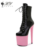 Women's Summer Boots - Short Heel, Perforated and Peep Toe Style