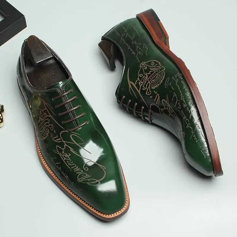 Fonleader Oxford – Chaussures Homme en Cuir Véritable Gravé