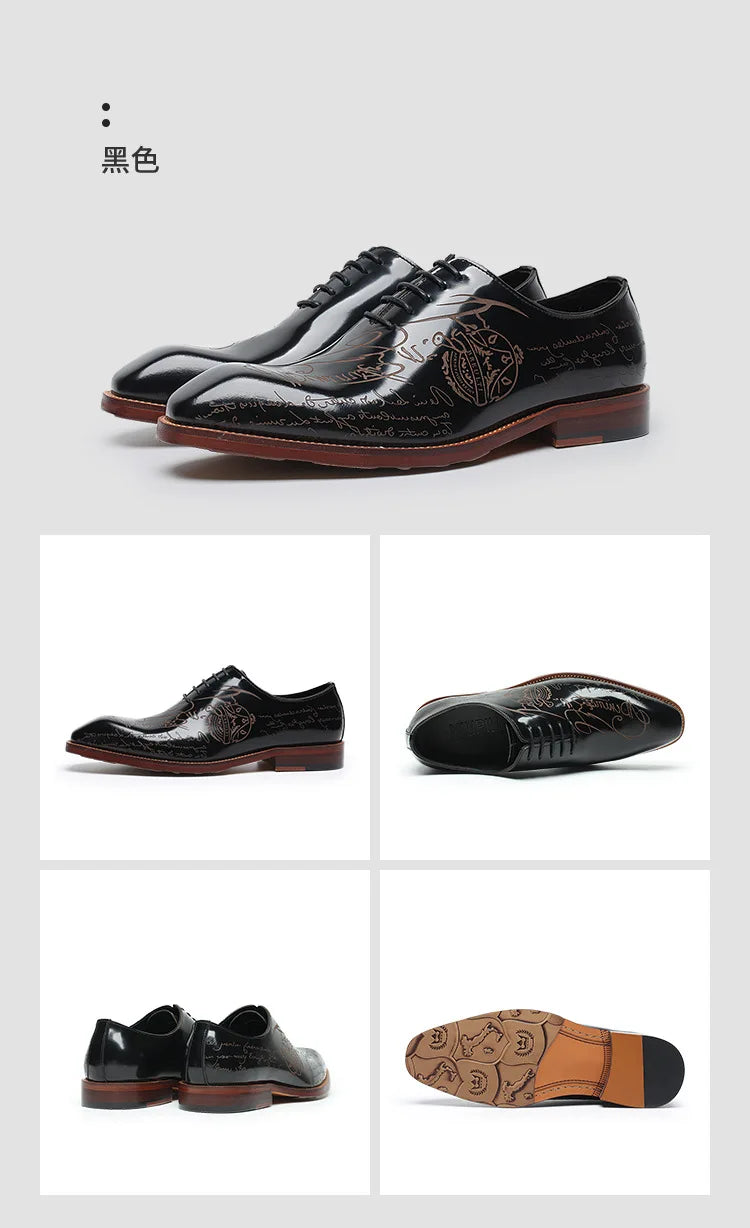 Fonleader Oxford – Chaussures Homme en Cuir Véritable Gravé