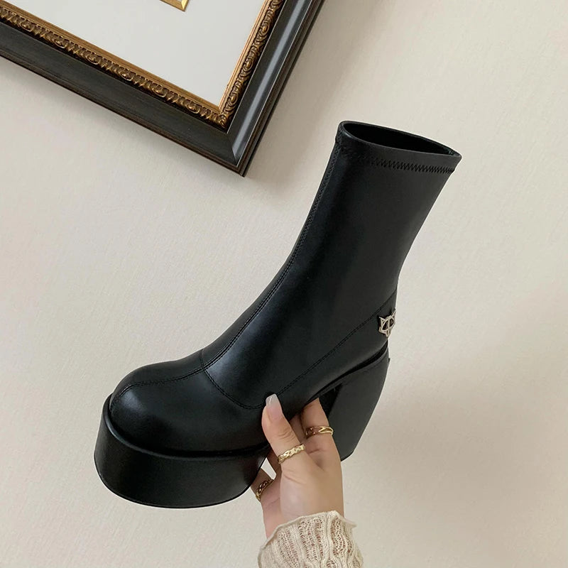Women's designer ankle boots - 14 cm heel, stretch, bold and sexy look