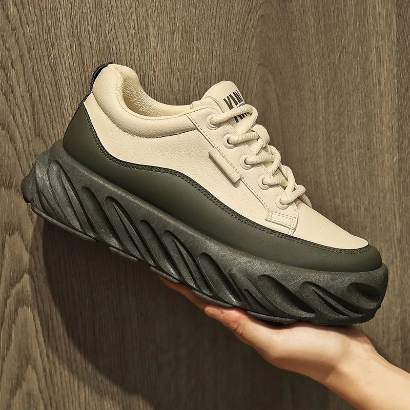 Men's Thick Sole Casual Shoes - Fashionable, Low-Top, Non-Slip, Comfortable Outdoor Sneakers