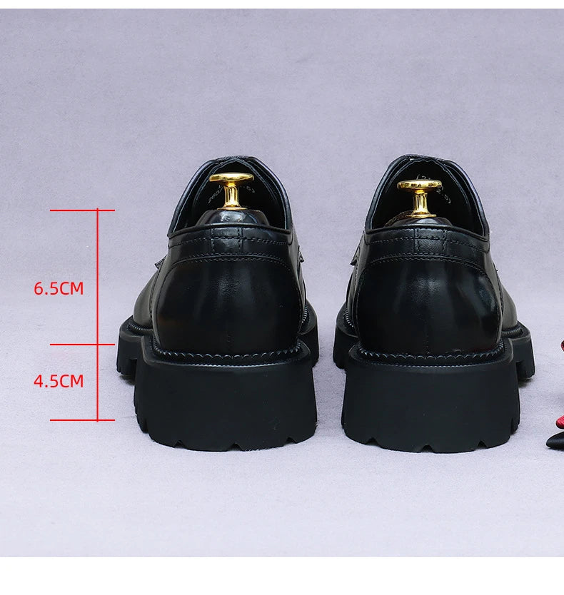 XXCZDOU, Chaussures Homme Rétro 2025 – Cuir Véritable de Luxe, Handmade, Style Britannique Élégant, Plateforme Confortable – Idéal Mariage & Soirée