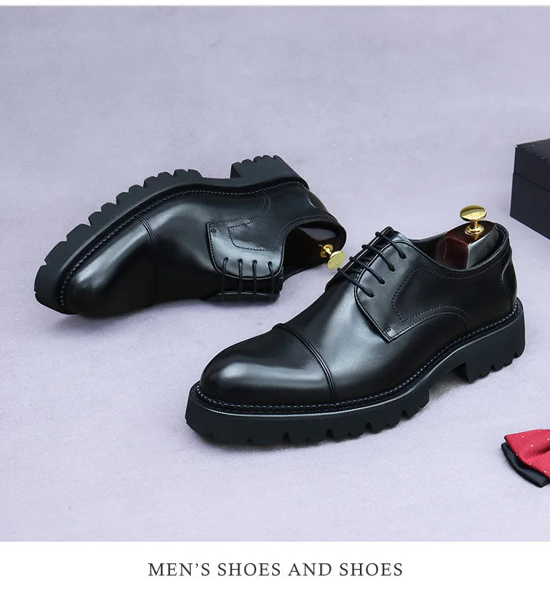 XXCZDOU, Chaussures Homme Rétro 2025 – Cuir Véritable de Luxe, Handmade, Style Britannique Élégant, Plateforme Confortable – Idéal Mariage & Soirée
