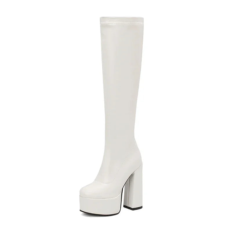Bottes Femme Grande Taille à Talon Épais et Plateforme – FANAN AYY-A8-13 | Bottes Genou Élégantes & Sexy Automne