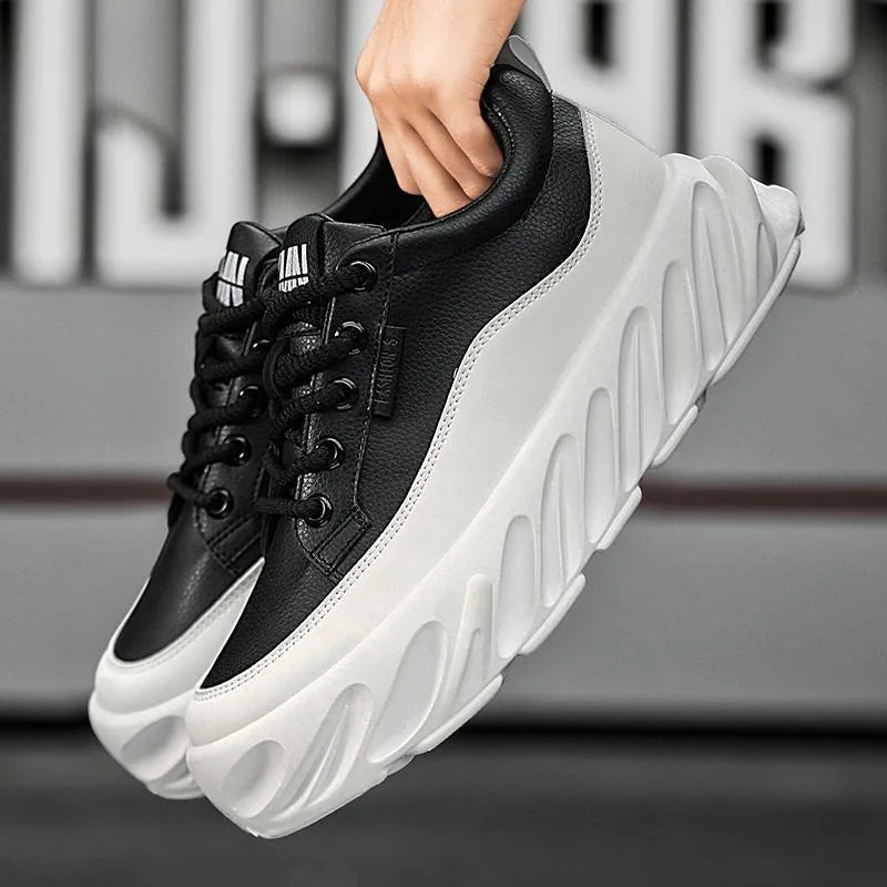 Men's Thick Sole Casual Shoes - Fashionable, Low-Top, Non-Slip, Comfortable Outdoor Sneakers