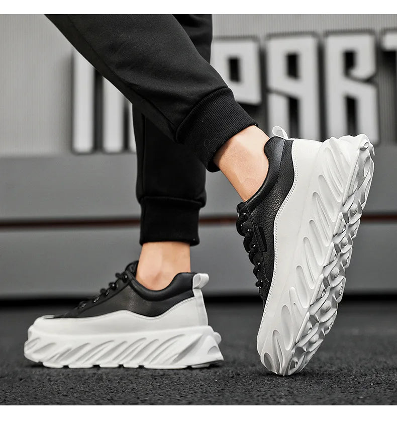 Men's Thick Sole Casual Shoes - Fashionable, Low-Top, Non-Slip, Comfortable Outdoor Sneakers