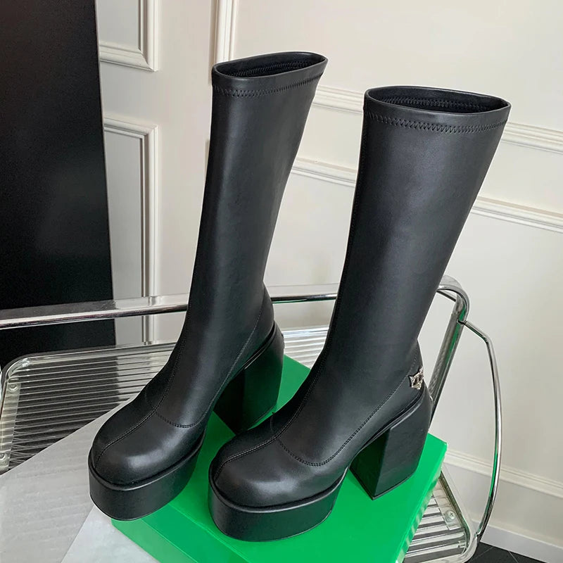 Women's designer ankle boots - 14 cm heel, stretch, bold and sexy look