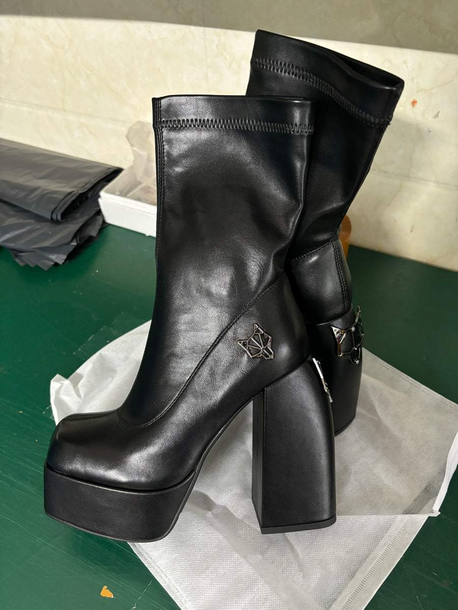 Women's designer ankle boots - 14 cm heel, stretch, bold and sexy look