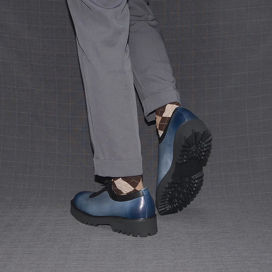 Chaussures Oxford Homme Élégantes en Cuir Véritable – Talon Réhaussant, Bout Rond, Style Bureau et Casual