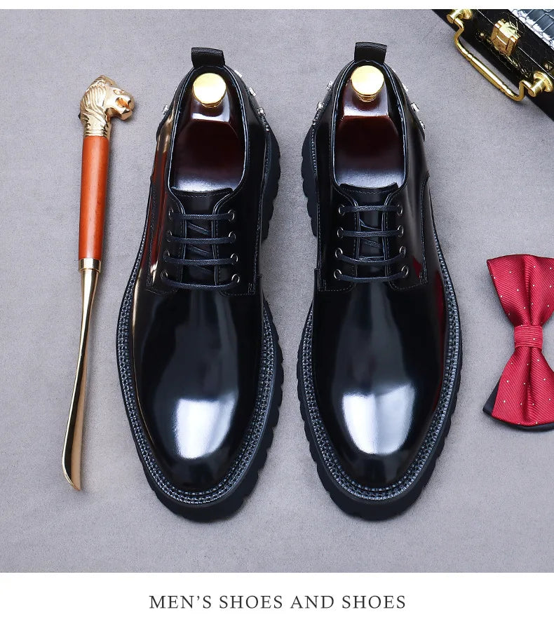 YETTIES Derby Classique – Chaussures Homme en Cuir Véritable