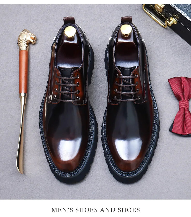 YETTIES Derby Classique – Chaussures Homme en Cuir Véritable