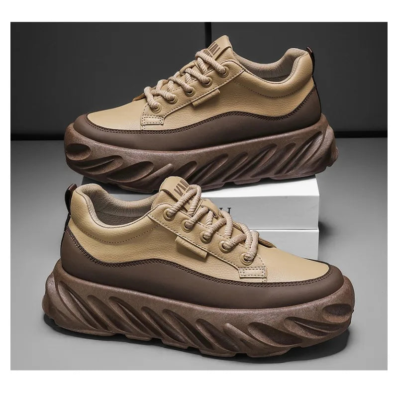 Men's Thick Sole Casual Shoes - Fashionable, Low-Top, Non-Slip, Comfortable Outdoor Sneakers
