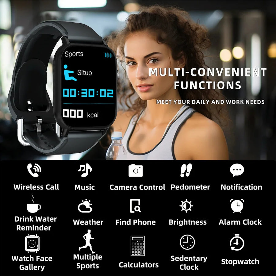 LAXASFIT 1.73” Smartwatch – Unisex Smartwatch with Customizable Dials, Health Tracking, Bluetooth, Calls & Notifications, Android & iOS Compatible