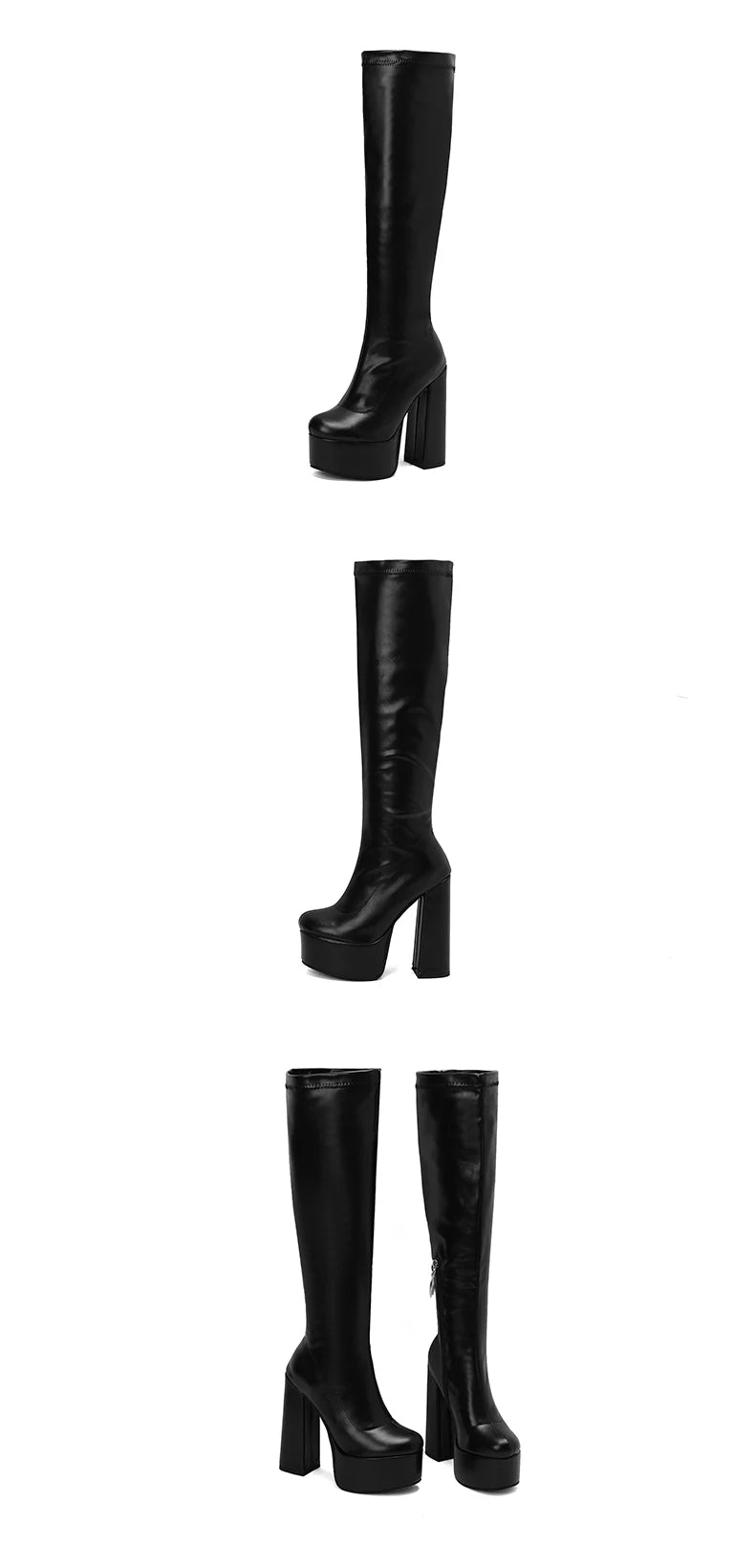 Bottes Femme Grande Taille à Talon Épais et Plateforme – FANAN AYY-A8-13 | Bottes Genou Élégantes & Sexy Automne