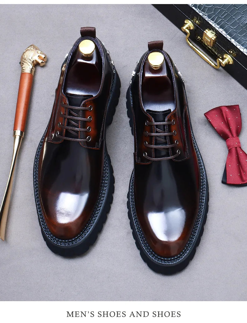 YETTIES Derby Classique – Chaussures Homme en Cuir Véritable