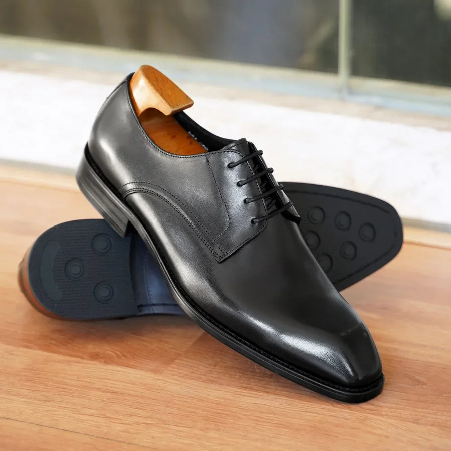 Chaussures habillées italiennes pour hommes – Luxe en cuir véritable, faites à la main, bout carré, lacets, idéales pour affaires et soirées