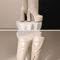Bottes Femme Grande Taille à Talon Épais et Plateforme – FANAN AYY-A8-13 | Bottes Genou Élégantes &amp; Sexy Automne